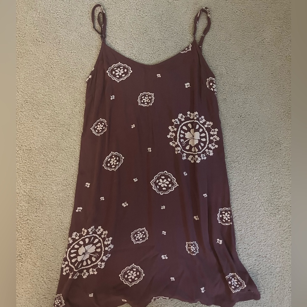 Roxy Brown Dress with White Floral Design